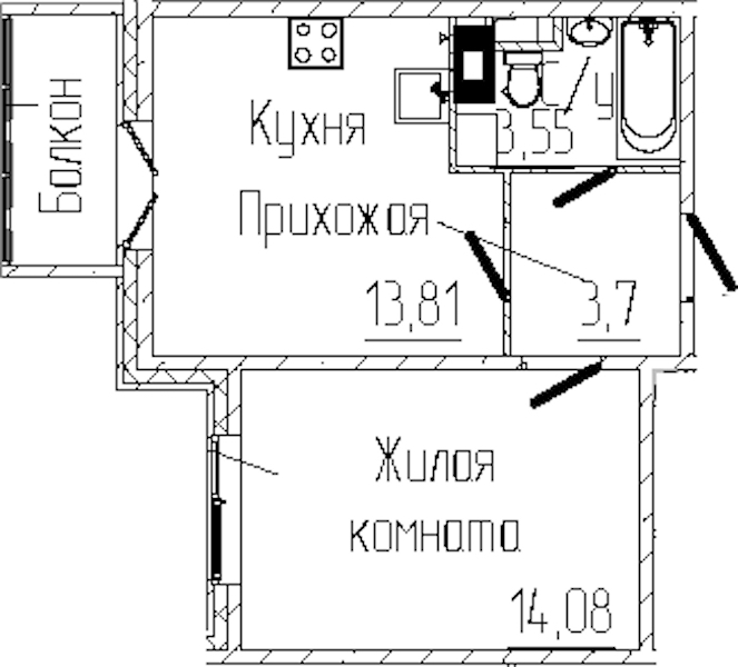 1-комнатная квартира 36.1 м², 2/6 эт., ЖК «SERTOLOVO PARK»